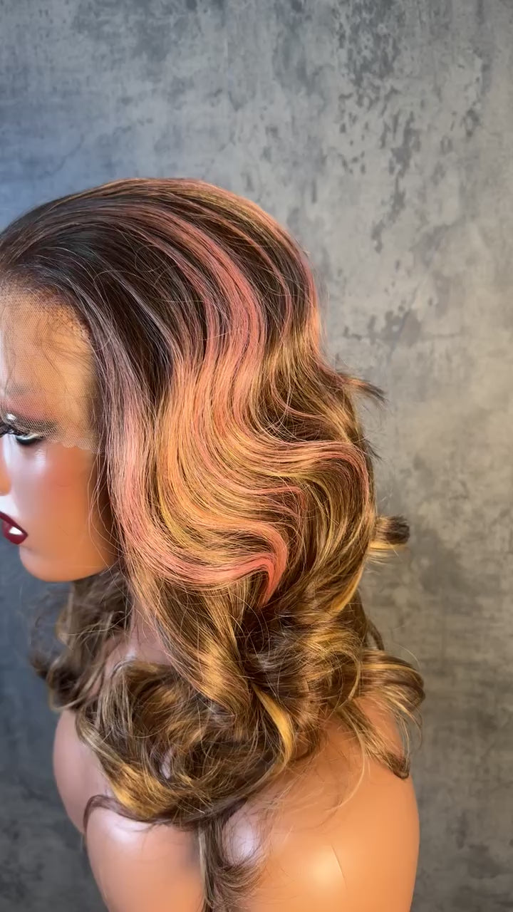 Perruque ombre rose